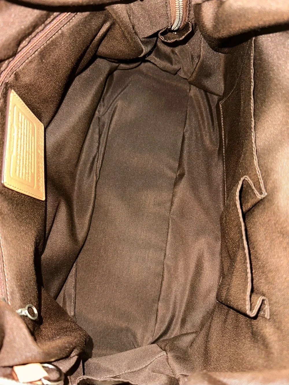 Coach Soho Buckle Large Dome Satchel Khaki Brown Monogram‎ Canvas
